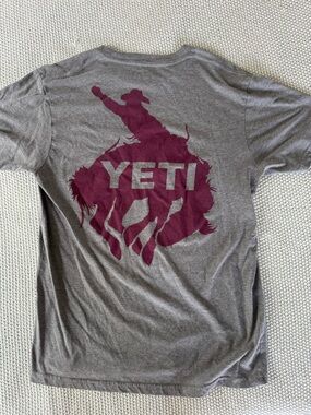 Yeti Gray Tee with Maroon Rodeo Logo